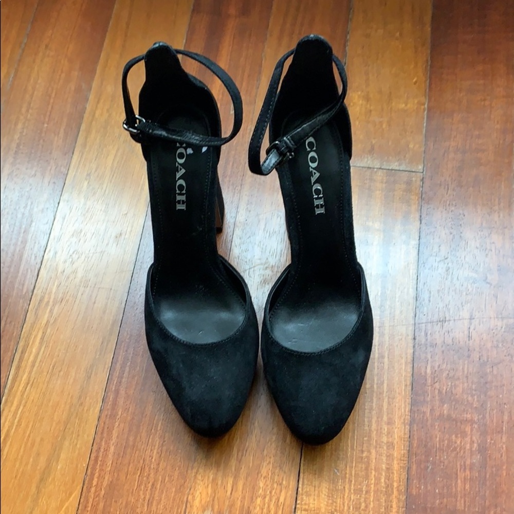 Coach Chrystie Black Suede Pumps